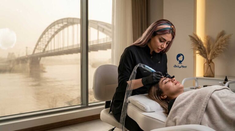 بهترین مرکز میکروبلیدینگ در اهواز؛ پیگمنتر در حال طراحی ابرو