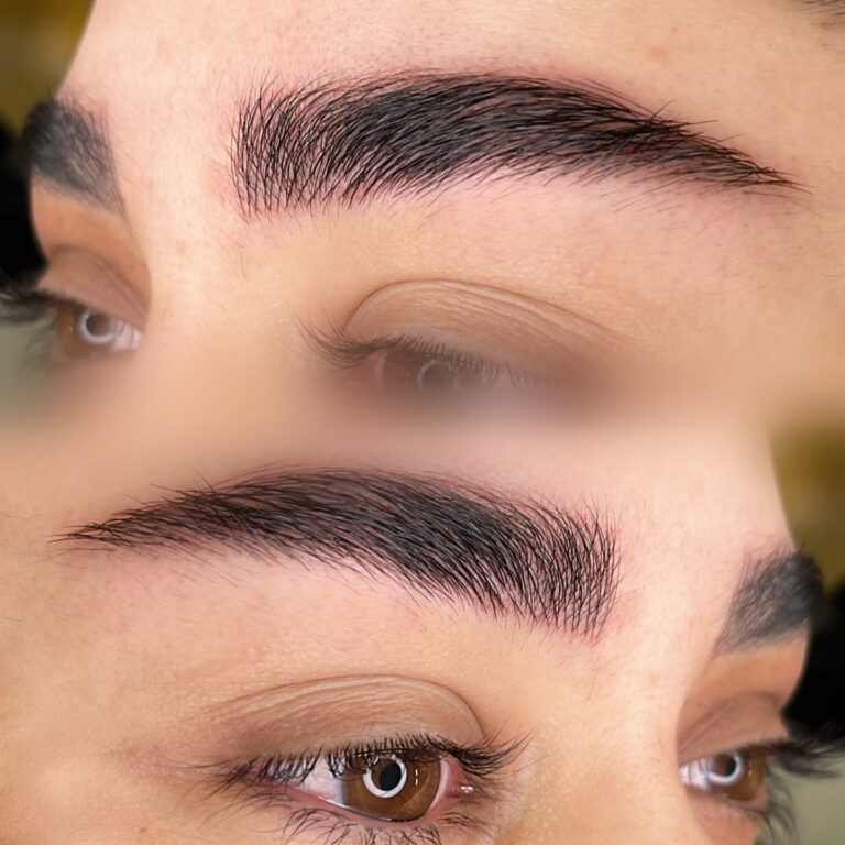 نتیجه نهایی و کیفیت رنگ در هاشور مویی ابرو کار شده در مرکز زیبایی دنیا جهانگیری
