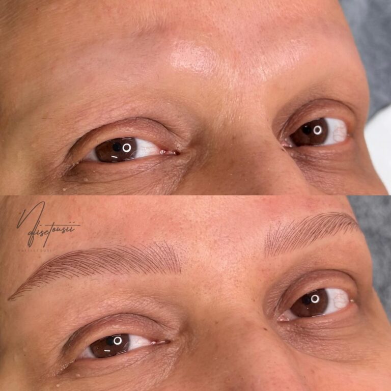 نمونه کار میکروبلیدینگ نچرال و هاشور مویی ظریف ابرو توسط نفیسه طوسی.